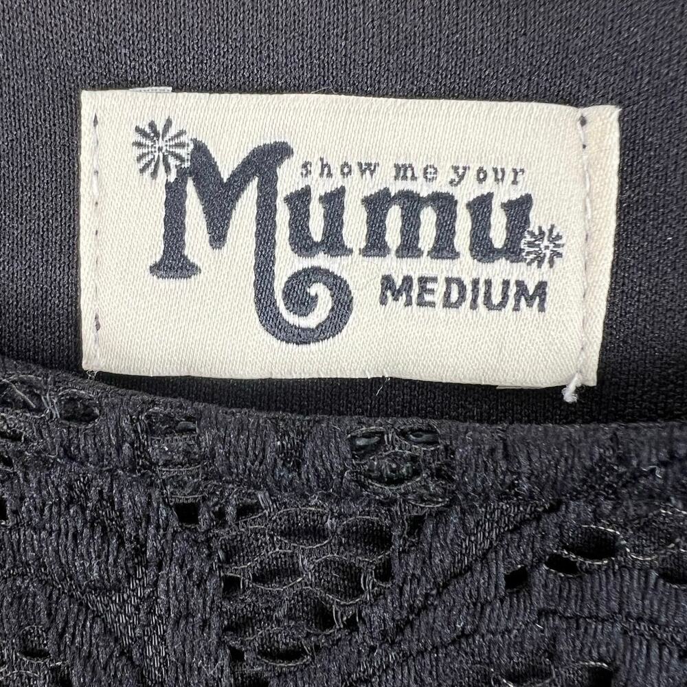 Show Me Your Mumu Tyler Dress Black Lace Swing Tunic Mini USA Long Sleeve - M - Picture 5 of 10